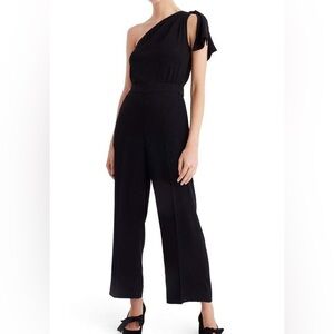 J. Crew One Shoulder Bow Black Jumpsuit - Size 12